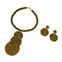 Load image into Gallery viewer, "Dhahabu Maasai" Triple Pendant Necklace Set