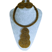 Load image into Gallery viewer, "Dhahabu Maasai" Triple Pendant Necklace Set