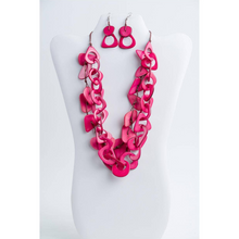 Load image into Gallery viewer, "Hot Pink Interlocks" Tagua Necklace Set