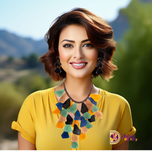 Load image into Gallery viewer, "Triangular Cascades" Tagua Necklace Set