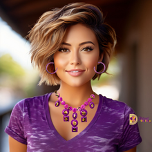 Load image into Gallery viewer, "Mardi Gras Dangles" Tagua Necklace Set