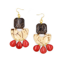 Load image into Gallery viewer, "Poppy Coral Baubles" Tagua Earrings