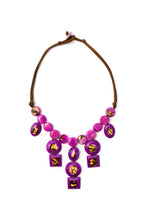 Load image into Gallery viewer, "Mardi Gras Dangles" Tagua Necklace Set