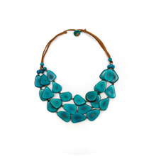 Load image into Gallery viewer, "Peacock Blue Layers" Tagua Necklace Set