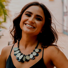 Load image into Gallery viewer, "Onyx and Ivory Petals" Tagua Necklace