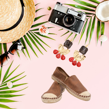 Load image into Gallery viewer, "Poppy Coral Baubles" Tagua Earrings