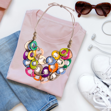 Load image into Gallery viewer, "Shades of Spring Loops" Tagua Necklace