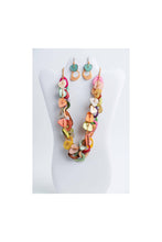 Load image into Gallery viewer, Charli Two Stranded Statement Necklace and Earrings: Tones of Green
