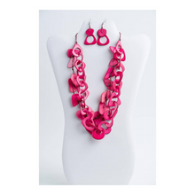 Load image into Gallery viewer, &quot;Hot Pink Interlocks&quot; Tagua Necklace Set
