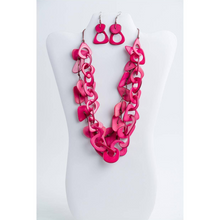 Load image into Gallery viewer, &quot;Hot Pink Interlocks&quot; Tagua Necklace Set
