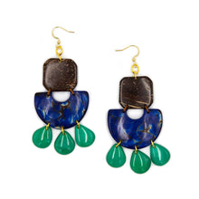 Load image into Gallery viewer, &quot;Azure Contrasts&quot; Tagua Earrings
