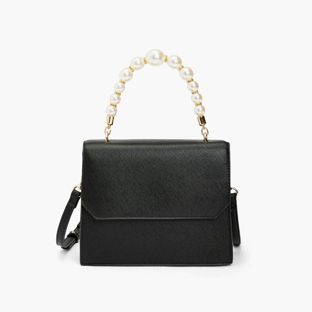 Swanky Noir Pearl Handle Crossbody Bag