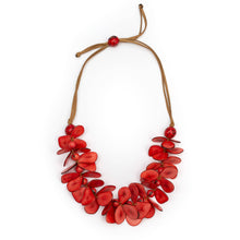 Load image into Gallery viewer, &quot;Poppy Red Butterflies&quot; Tagua Necklace
