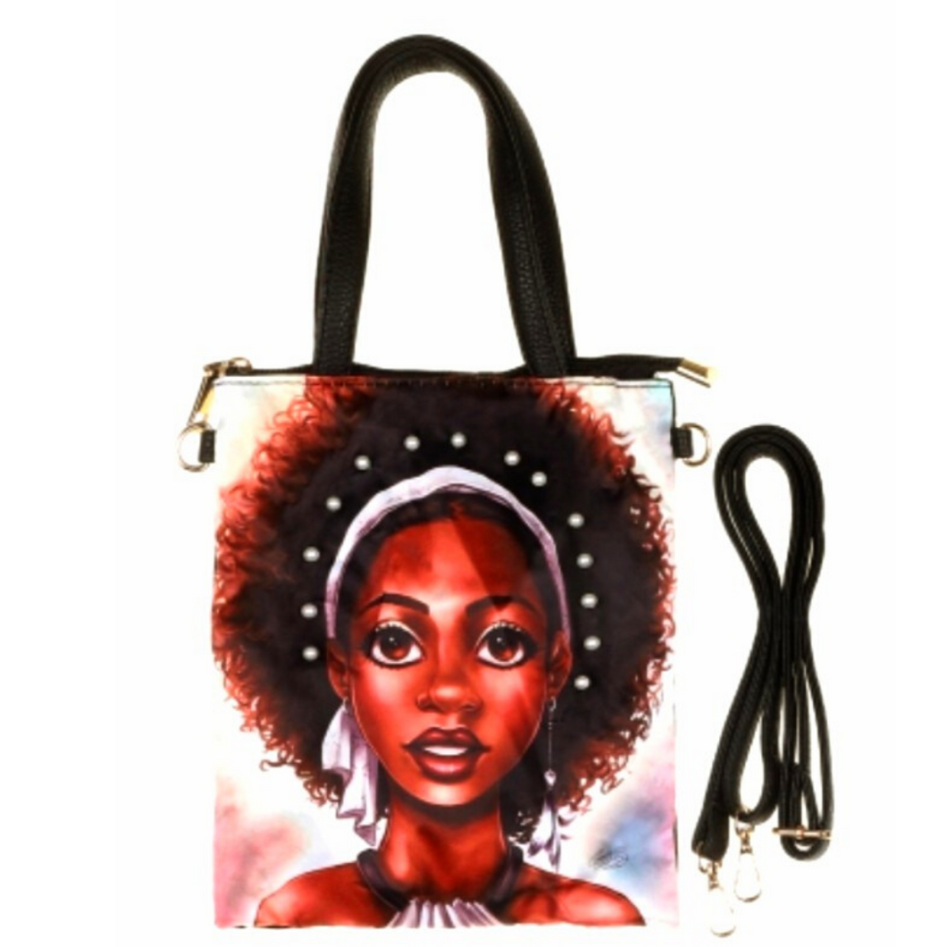 Pearl Accent Crossbody Bag (Afrocentric Afro Girl)