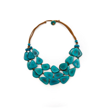 Load image into Gallery viewer, &quot;Peacock Blue Layers&quot; Tagua Necklace
