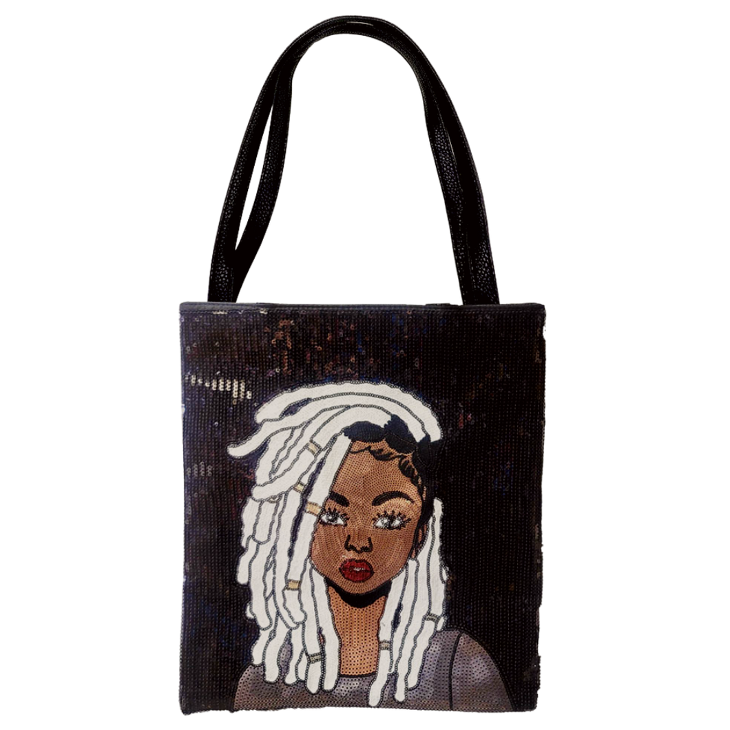 Sequin Tote Bag (Locs Girl)