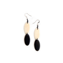 Load image into Gallery viewer, &quot;Onyx and Ivory Double Drops&quot; Tagua Earrings
