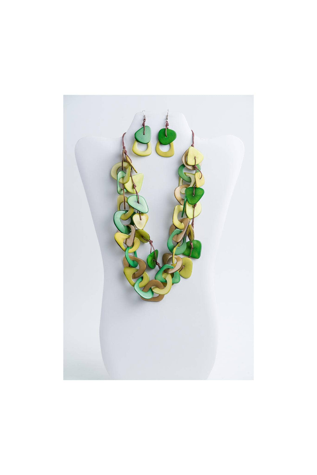 Charli Two Stranded Statement Necklace and Earrings: Tones of Green