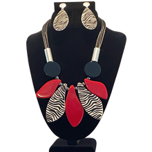 Load image into Gallery viewer, Red &amp; Black Zebra Print Necklace Set

